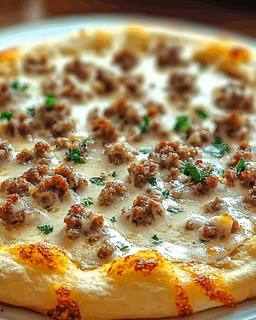 Breakfast Biscuit and Sausage Gravy Pizza 2