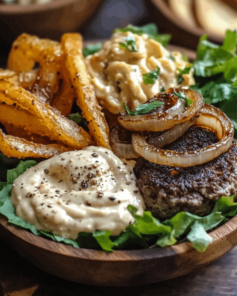 Burger Bowls with Caramelized Onion Aioli 2
