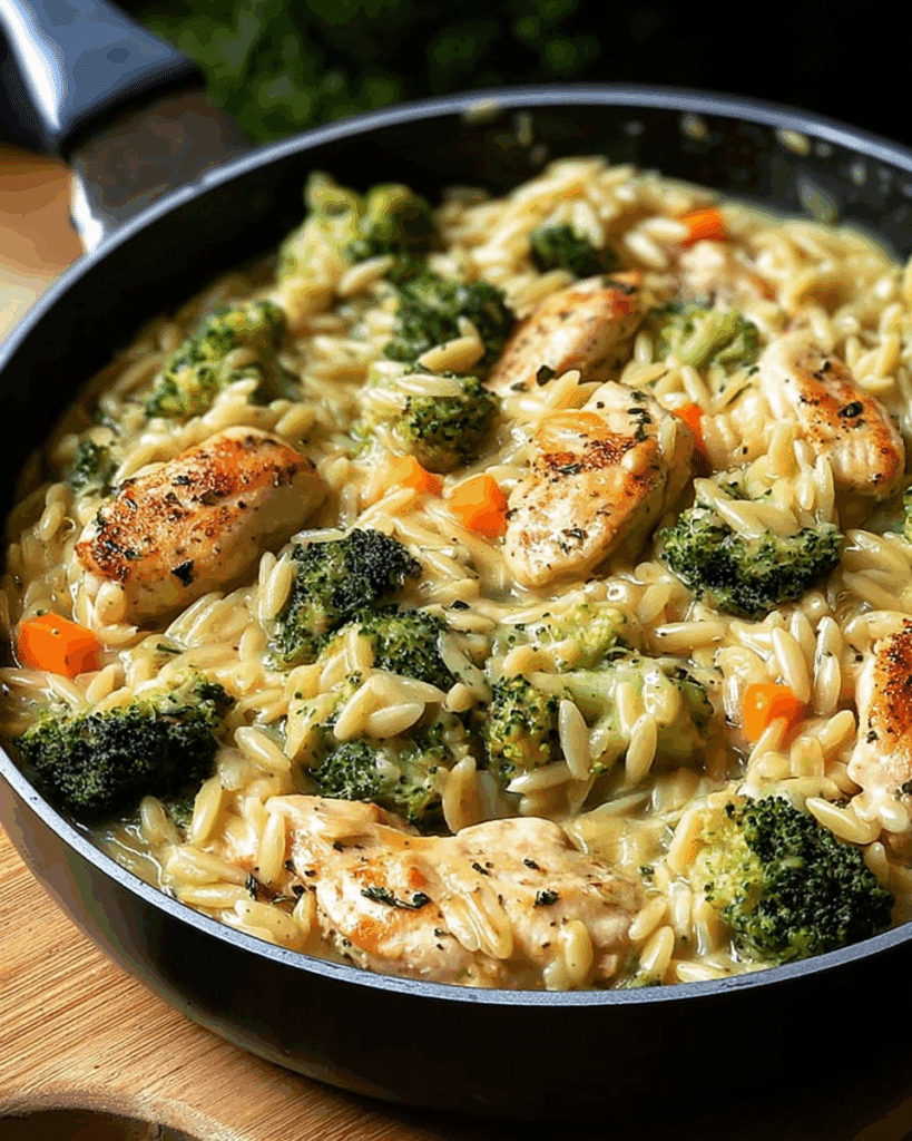 Cheesy Chicken and Broccoli Orzo