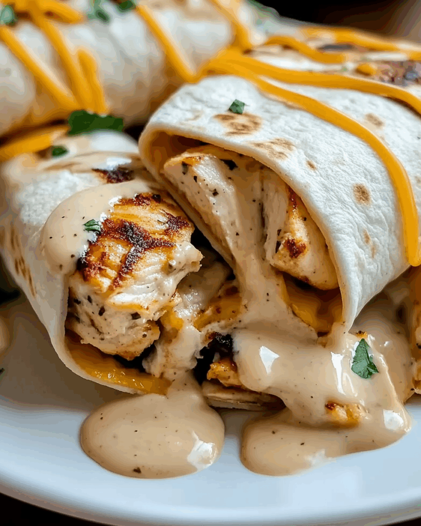 Cheesy Garlic Chicken Wraps