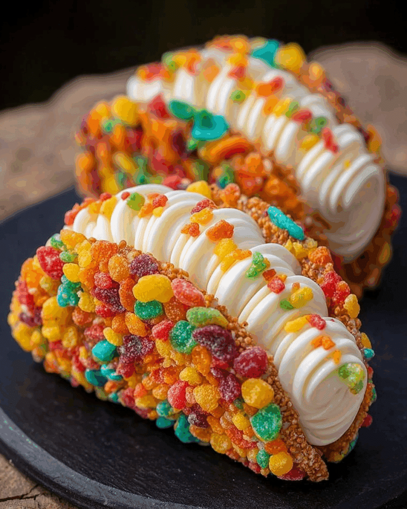 Fruity Pebbles Cheesecake Tacos 2