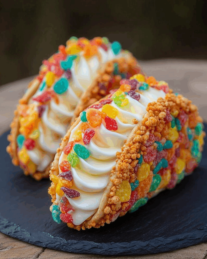 Fruity Pebbles Cheesecake Tacos