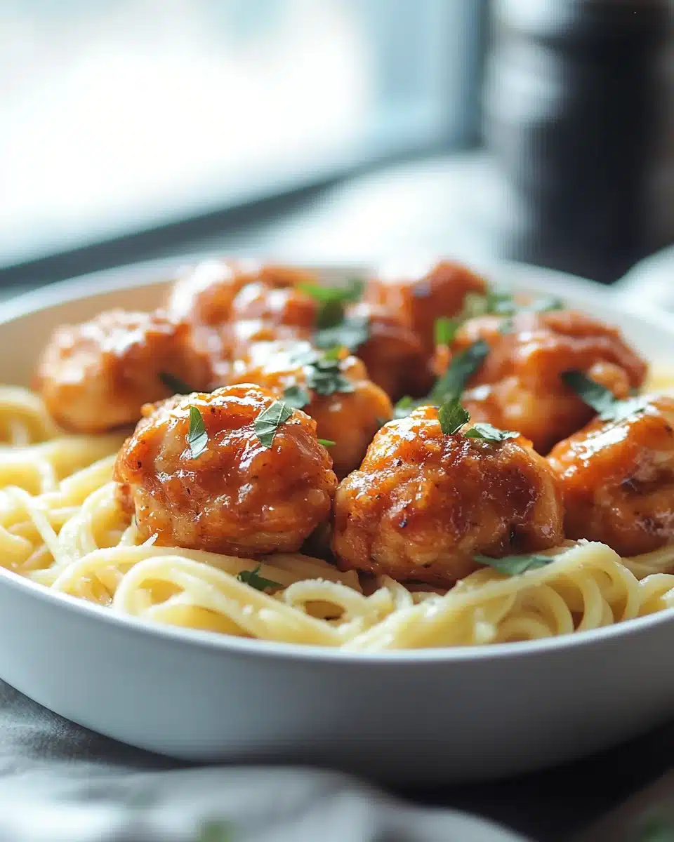 Garlic Butter Chicken Bites with Savory Creamy Parmesan Pasta: A Delight!