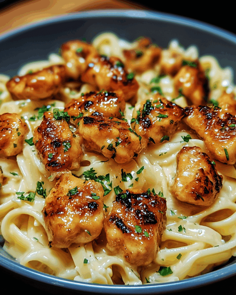 Garlic Butter Chicken Bites with Creamy Parmesan Pasta 3