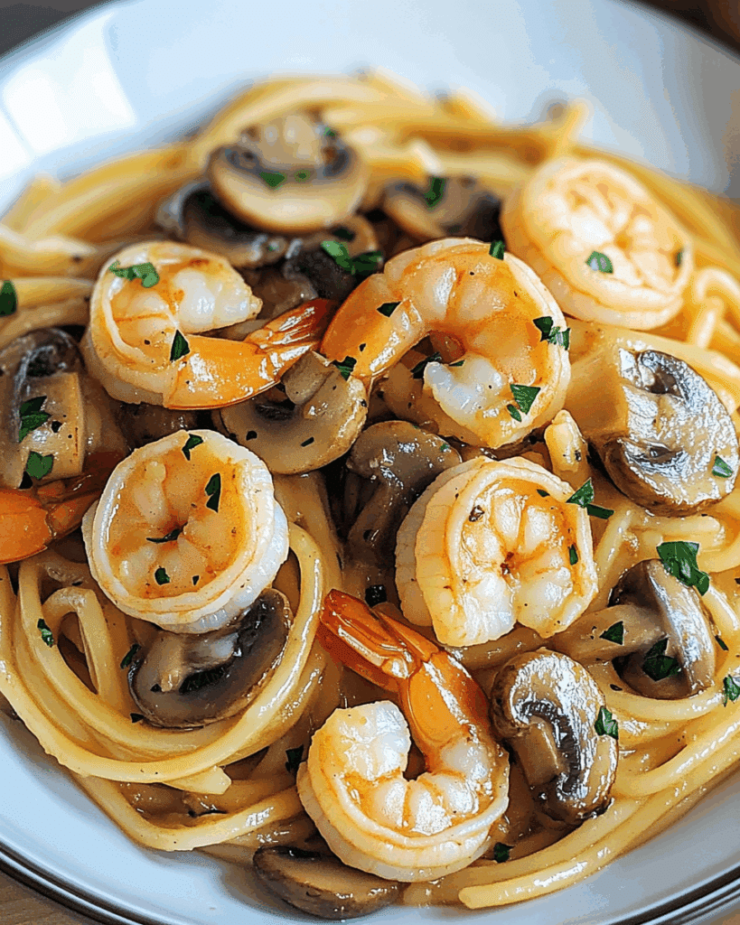 Garlic Shrimp and Mushroom Pasta 3