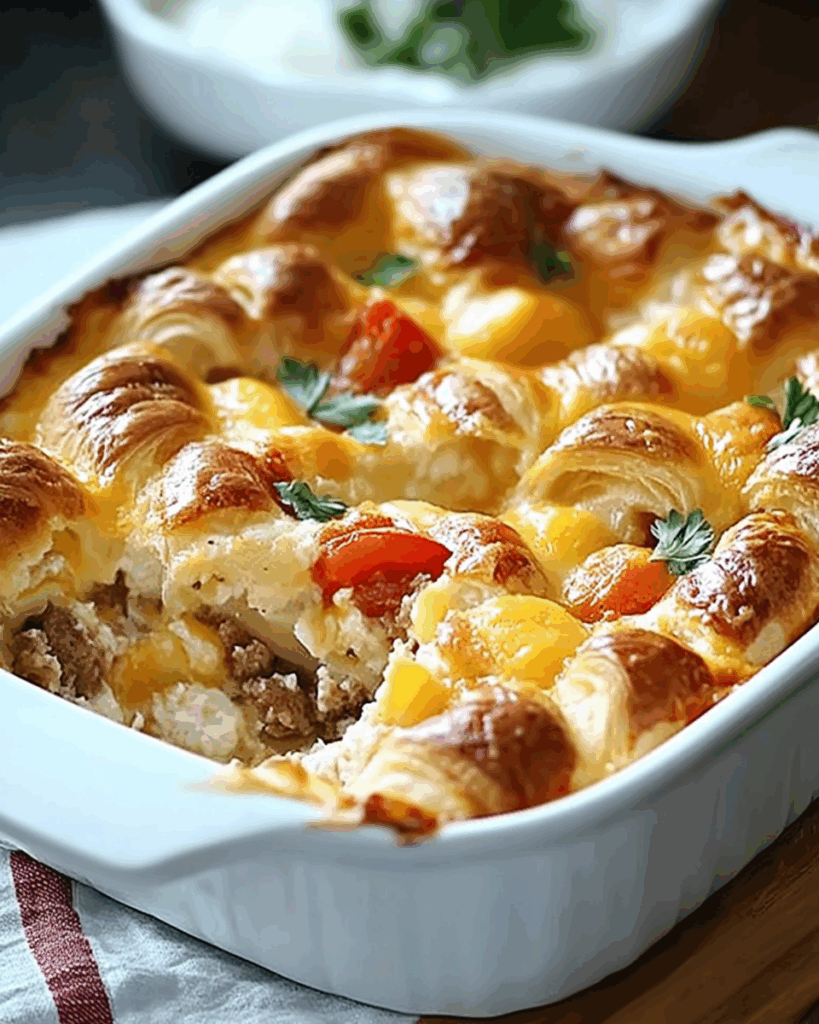 Overnight Croissant Breakfast Casserole 3