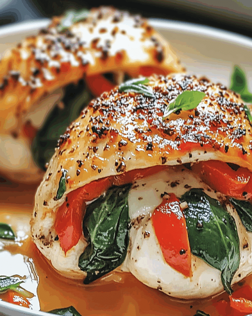 Savory Stuffed Chicken with Roasted Red Peppers Spinach and Mozzarella 2