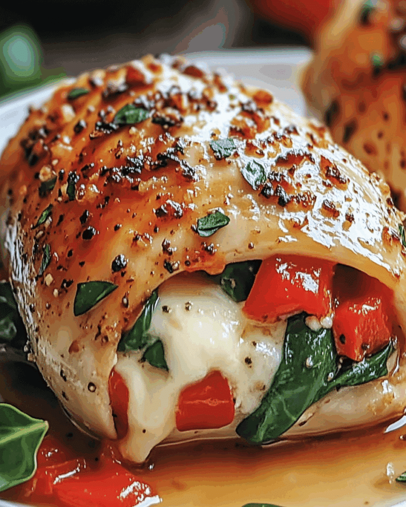 Savory Stuffed Chicken with Roasted Red Peppers Spinach and Mozzarella 3