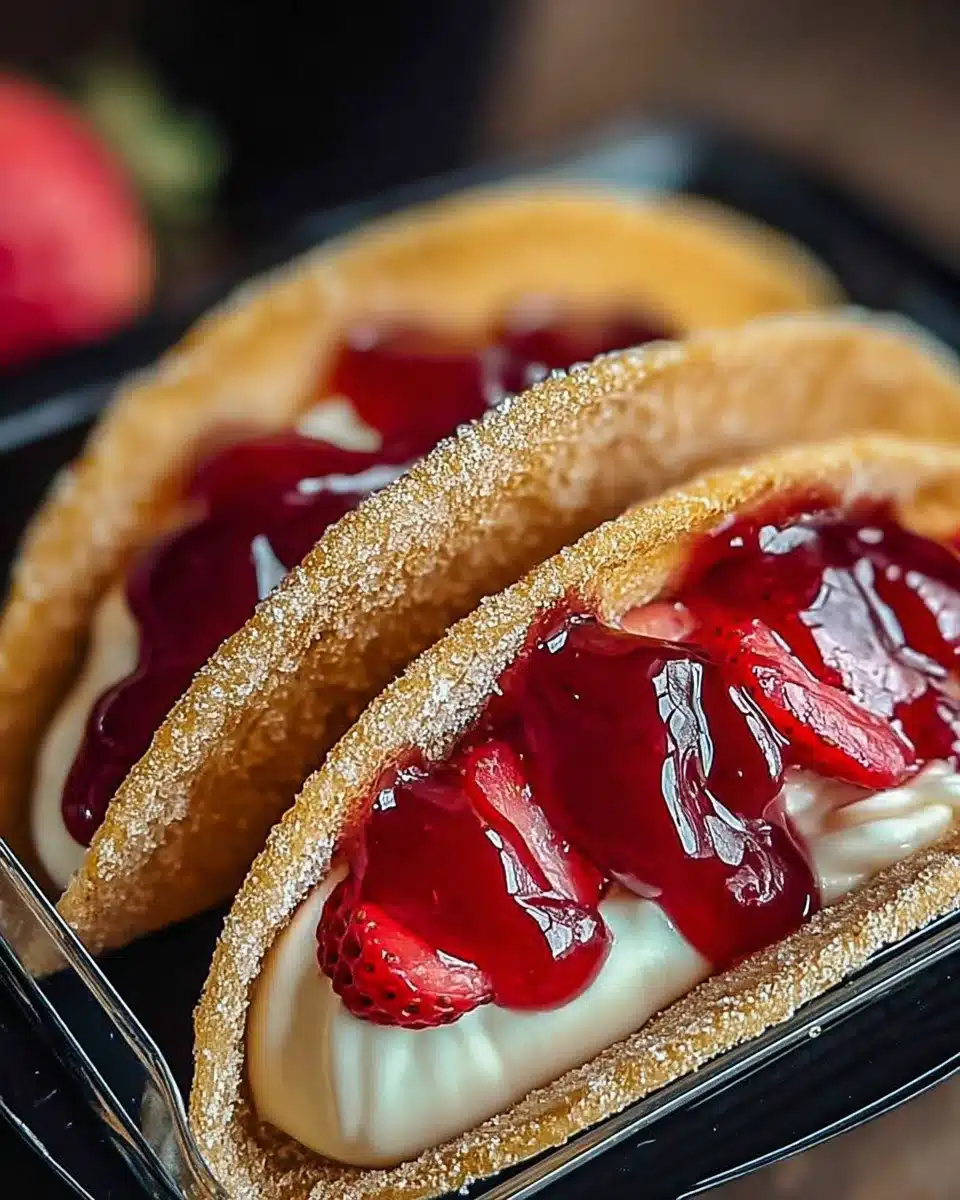 Strawberry Cheesecake Dessert Tacos: A Sweet Delight!