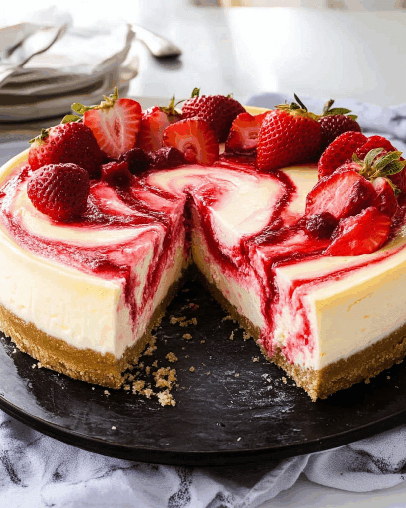 Strawberry Swirl Cheesecake