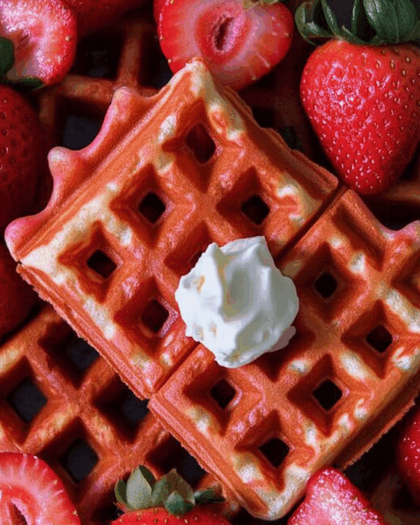Strawberry Waffles with Whipped Cream