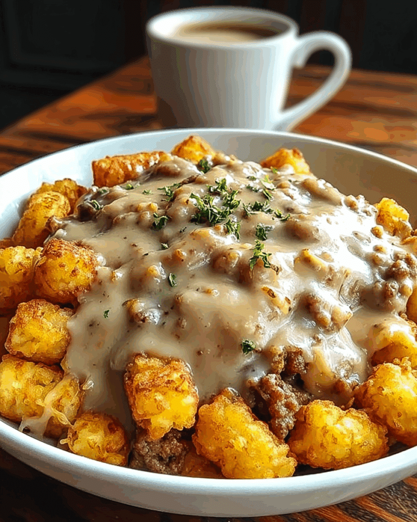 Tater Tot Breakfast Bowl with Sausage Gravy 2