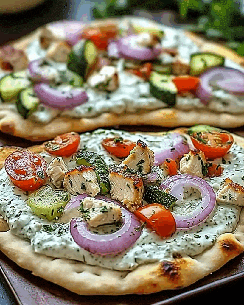 Tzatziki Chicken Veggie Naan Pizza 2