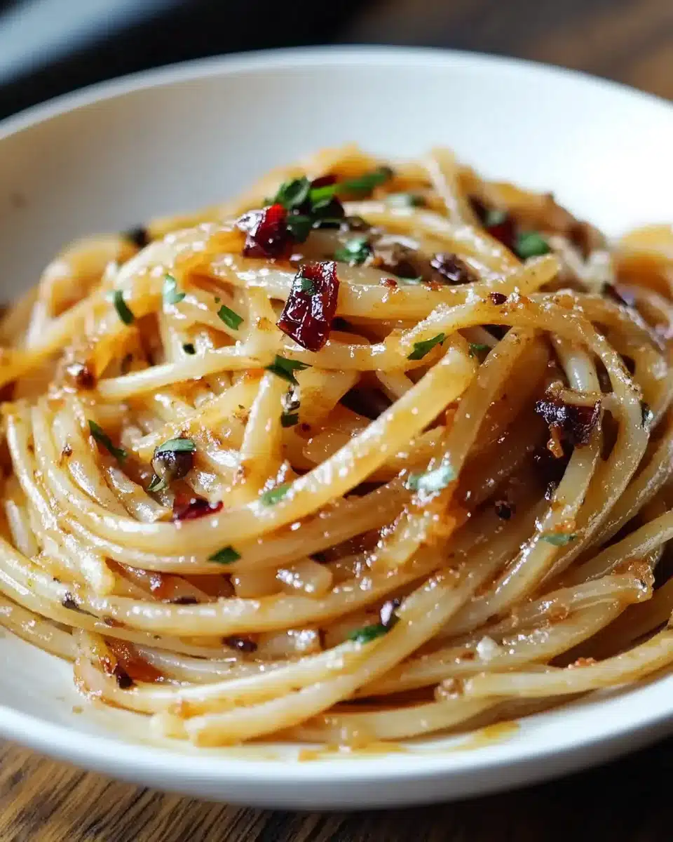 Caramelized Onion Pasta with Chili Oil will Delight You!