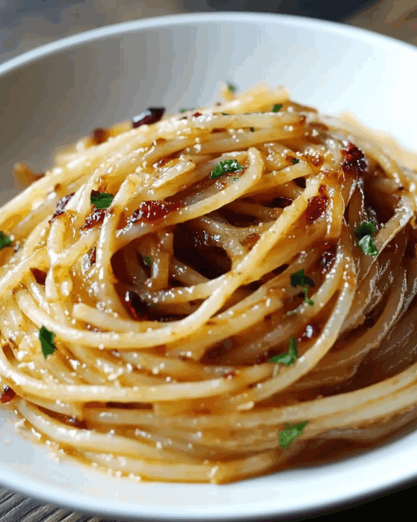 Caramelized Onion Pasta with Chili Oil 2