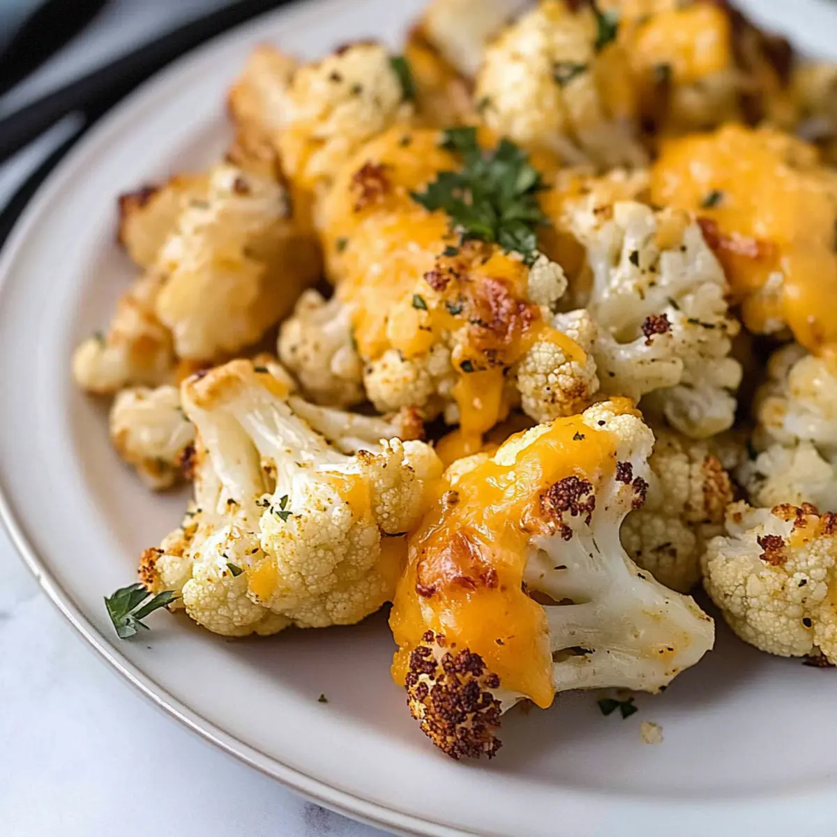 Cheddar Ranch Roasted Cauliflower kmdogt