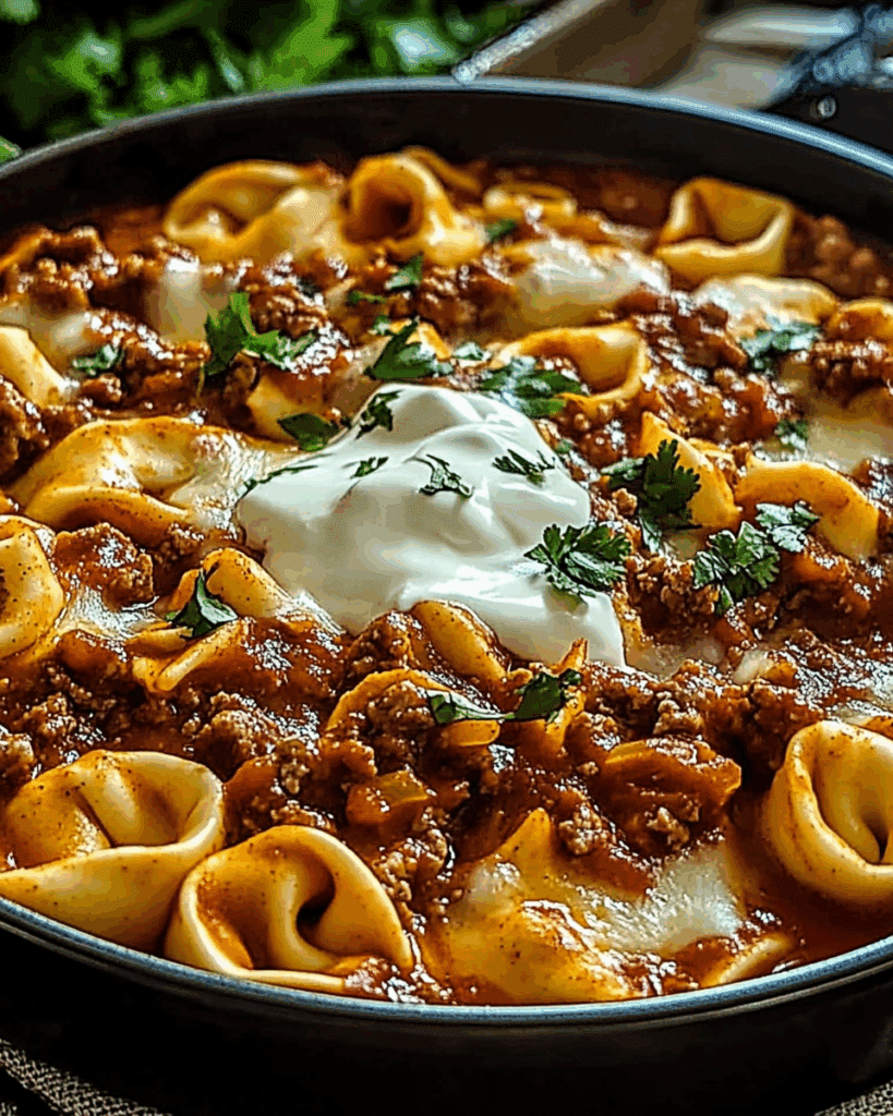 Cheesy Beef Enchiladas with Tortellini 3
