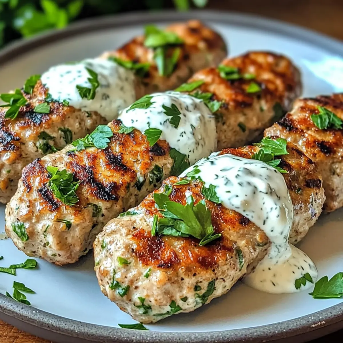 Chicken Kofta with Garlic Yogurt Sauce vdgtqu