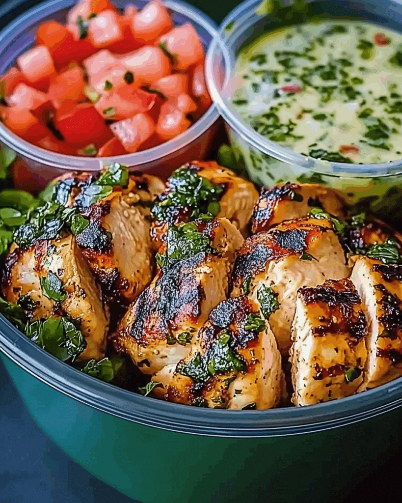 Chimichurri Grilled Chicken Bowl with Garlic Sauce