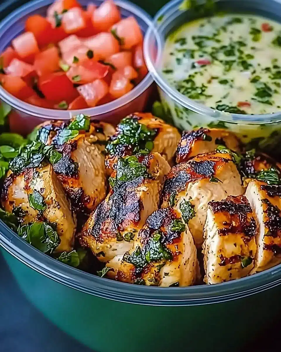 Chimichurri Grilled Chicken Bowl with Garlic Sauce delights taste buds!