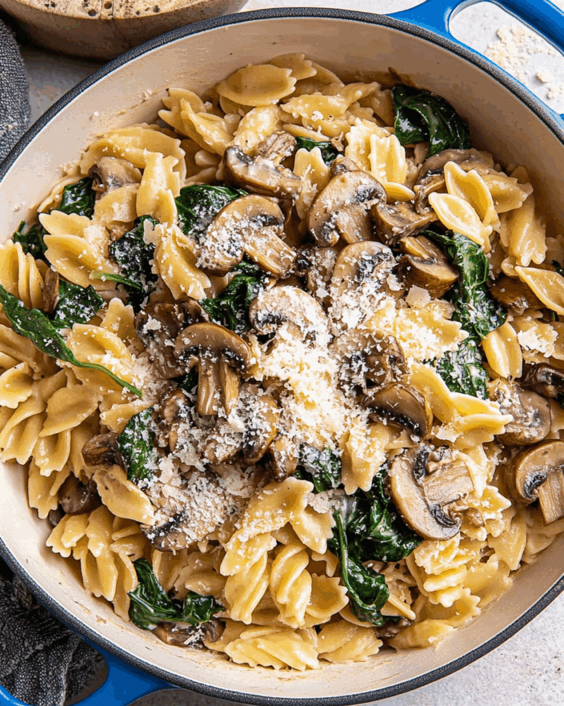 Creamy Mushroom Spinach Pasta 1