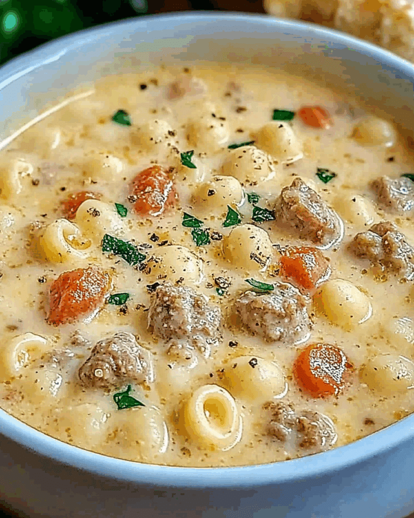 Creamy Parmesan Italian Sausage Ditalini Soup