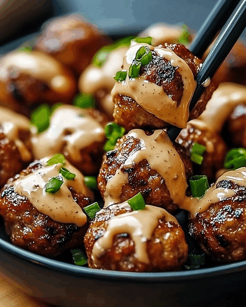 Korean BBQ Meatballs with Spicy Mayo Dip