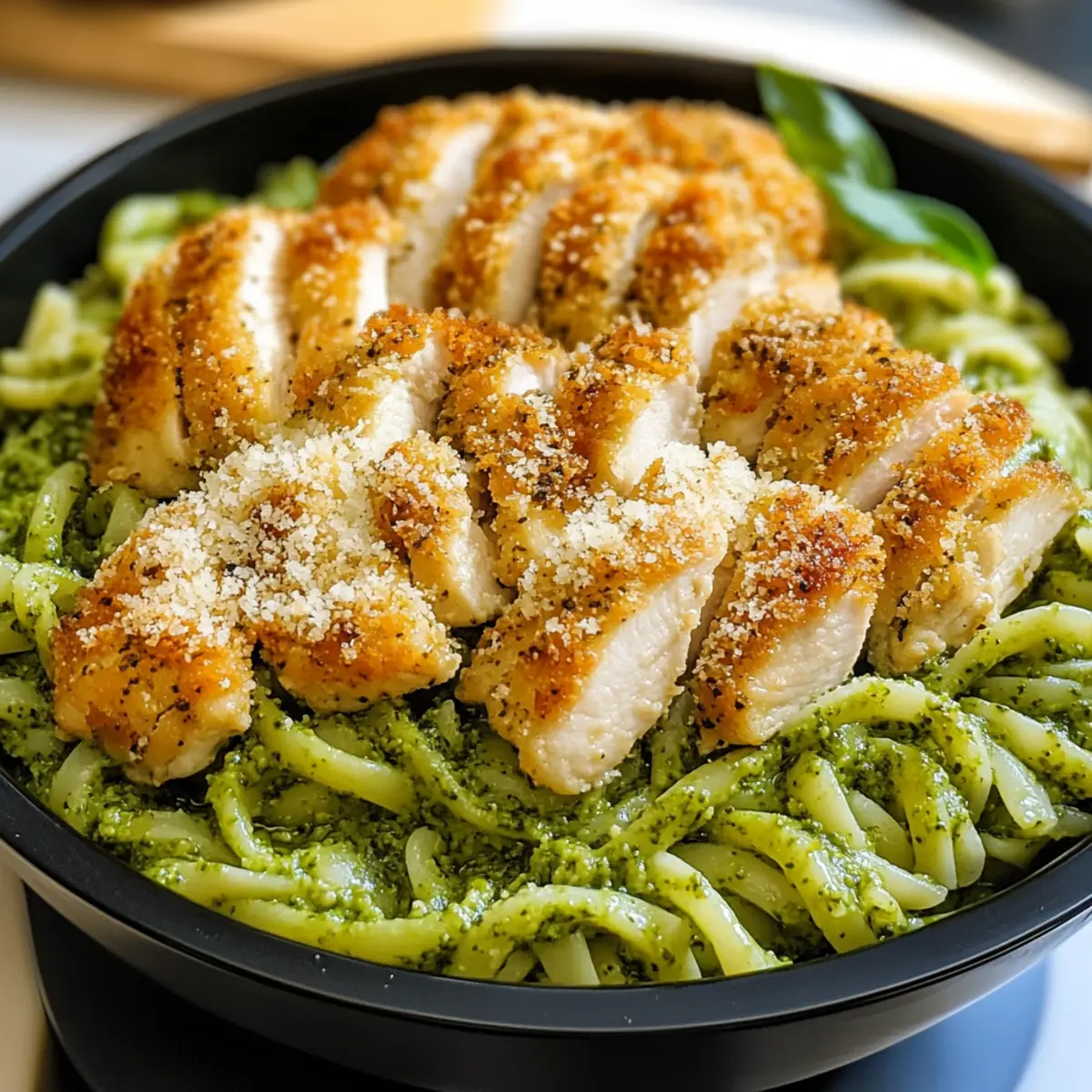 Delicious Pesto Pasta with Crispy Parmesan Chicken Tonight