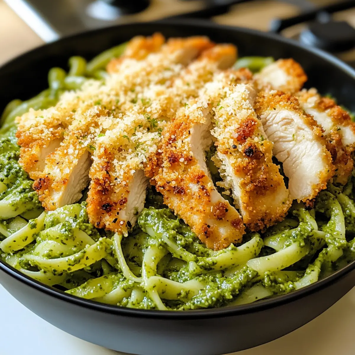 Pesto Pasta with Crispy Parmesan Chicken nb6pkv
