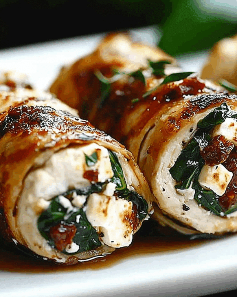 Rolled Up Chicken with Feta Spinach and Sun Dried Tomatoes 2