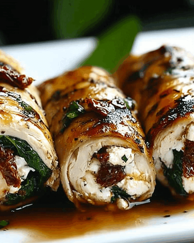 Rolled Up Chicken with Feta Spinach and Sun Dried Tomatoes 3