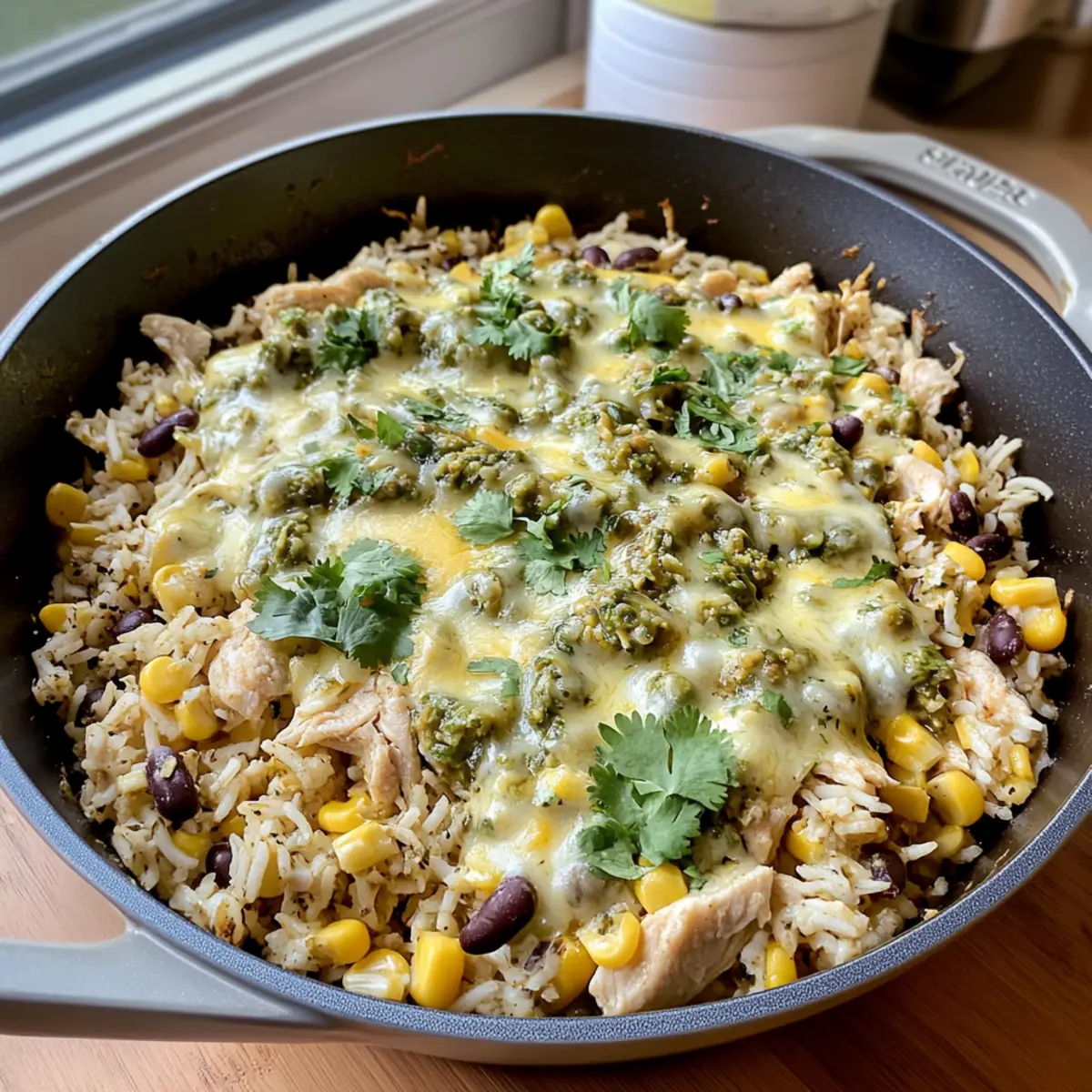 Salsa Verde Chicken Rice Skillet kki1el