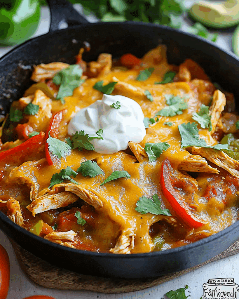 Skillet Chicken Fajitas Bake