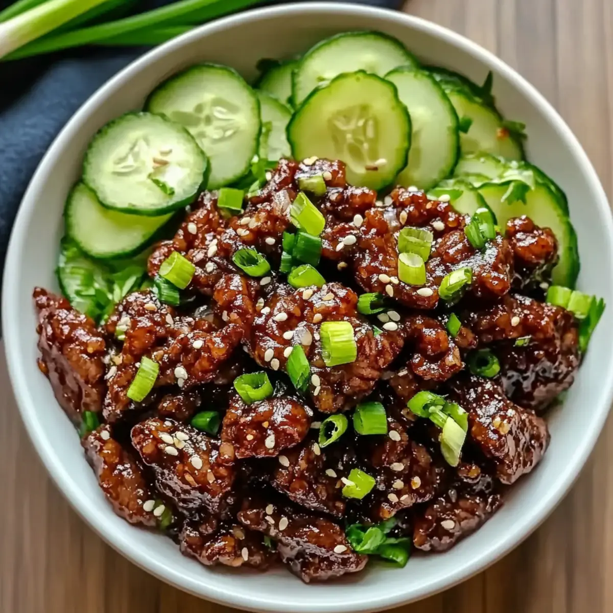 Spicy Keto Korean Beef with Cucumber Salad grspjj