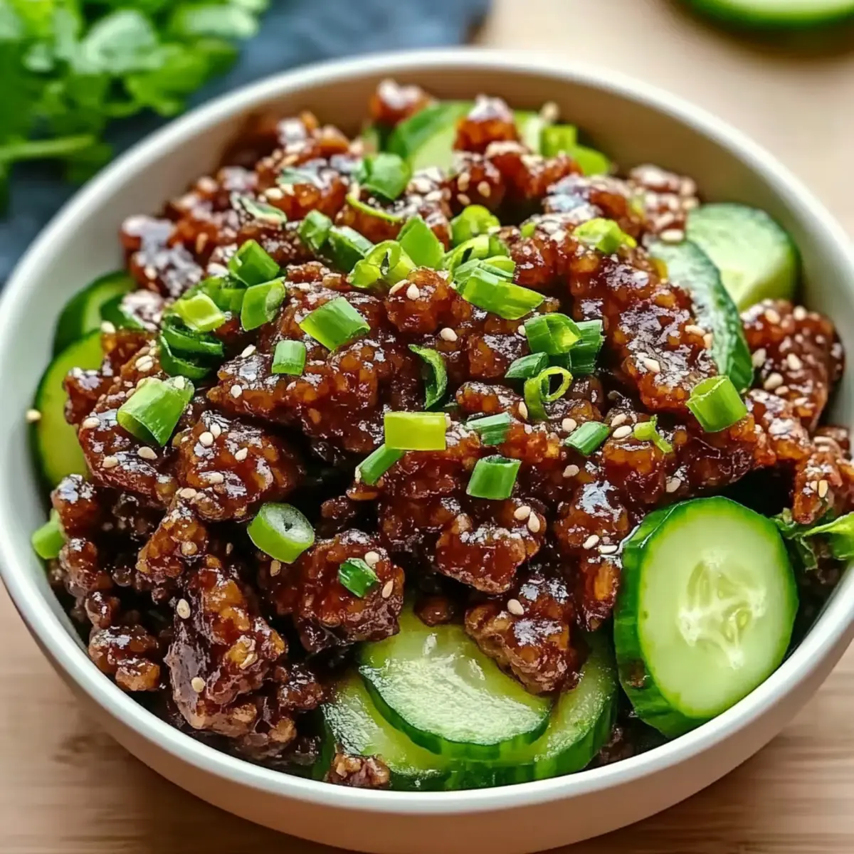 Spicy Keto Korean Beef with Cucumber Salad una5qp