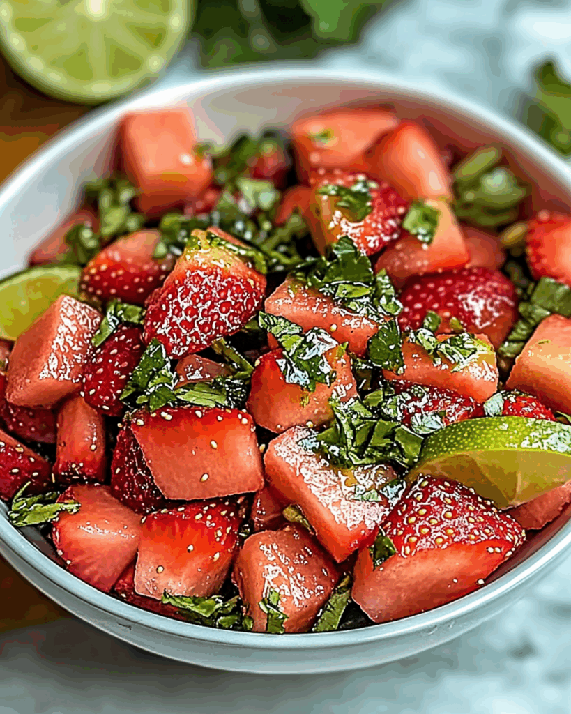 Strawberry Watermelon Salad with Honey Lime Dressing 2