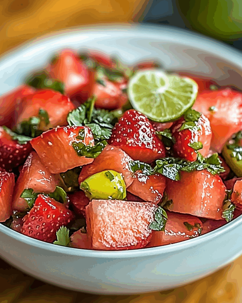 Strawberry Watermelon Salad with Honey Lime Dressing 3
