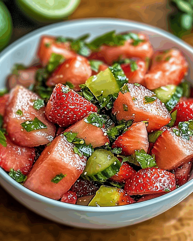 Strawberry Watermelon Salad with Honey Lime Dressing