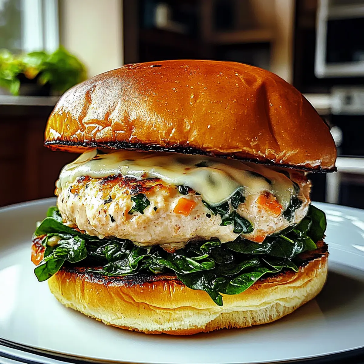 White Cheddar and Spinach Chicken Burgers drjqda