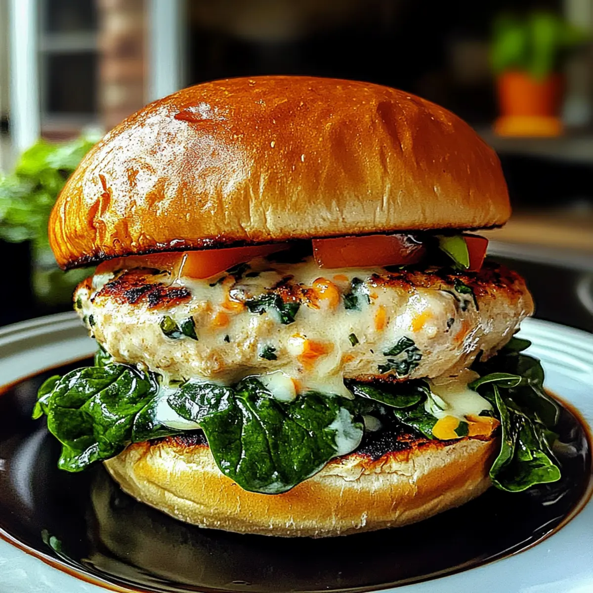 White Cheddar and Spinach Chicken Burgers ubavl8
