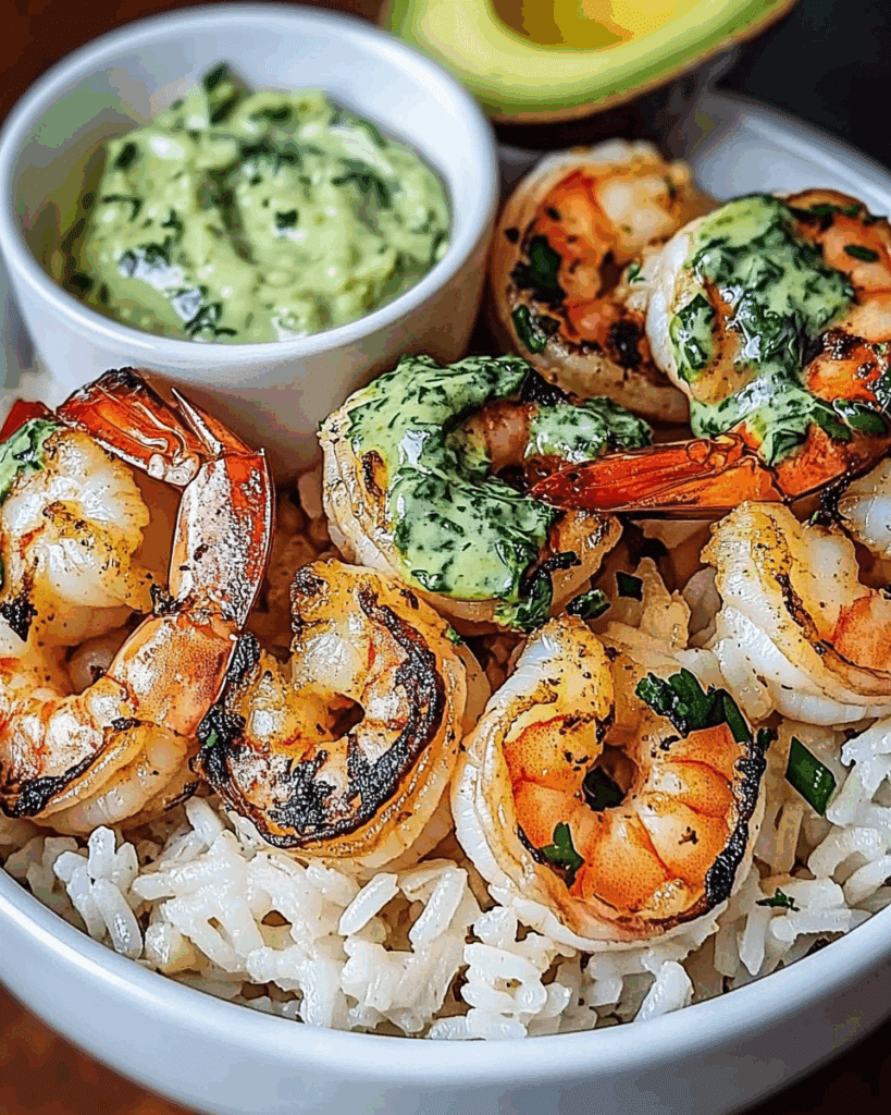 Zesty Shrimp Avocado Rice Bowls with Cilantro Lime Sauce 2