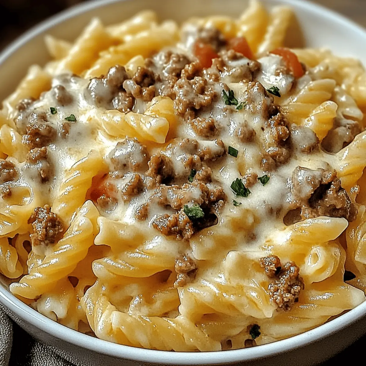Loaded Cheeseburger Alfredo Pasta for Ultimate Comfort Food