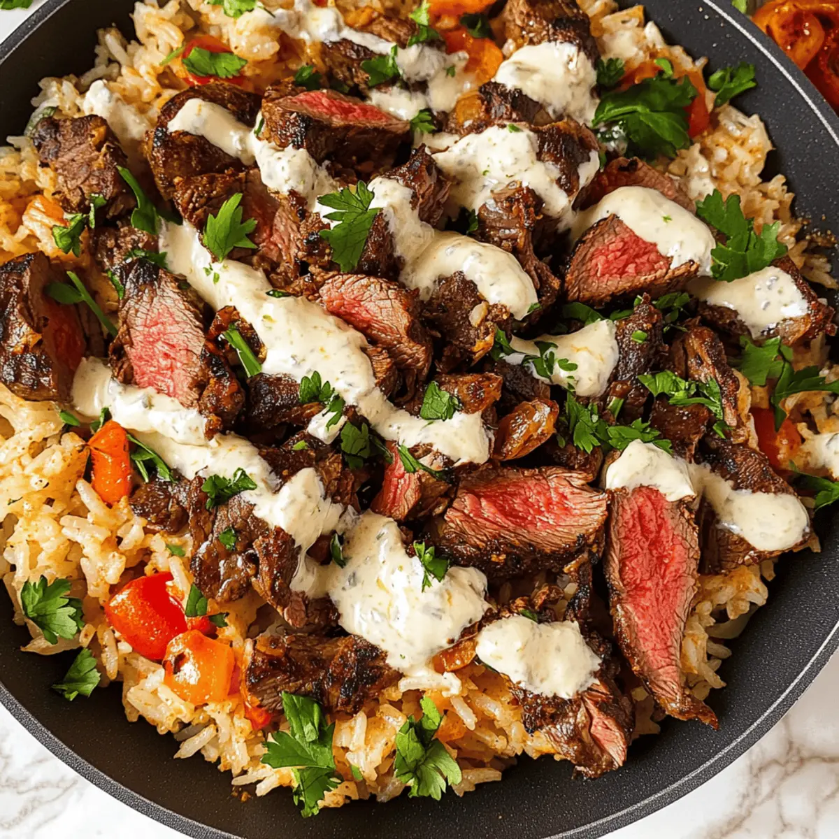 Savor Every Bite: Rich Steak & Queso Rice Delight