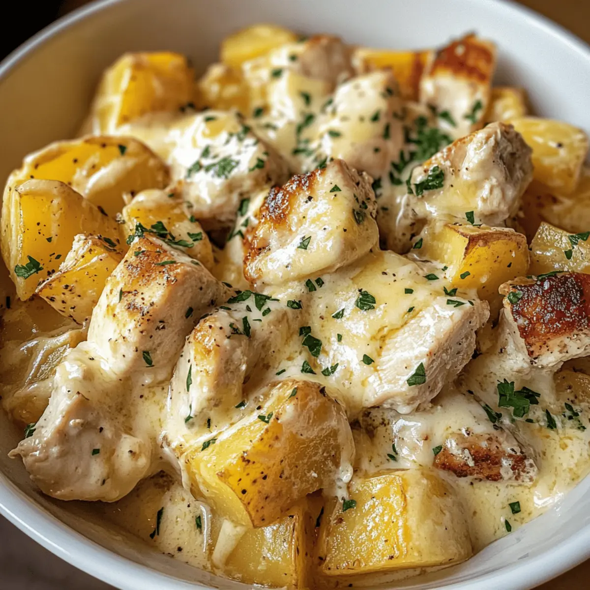 Creamy Garlic Cheesy Chicken & Potatoes for Cozy Nights