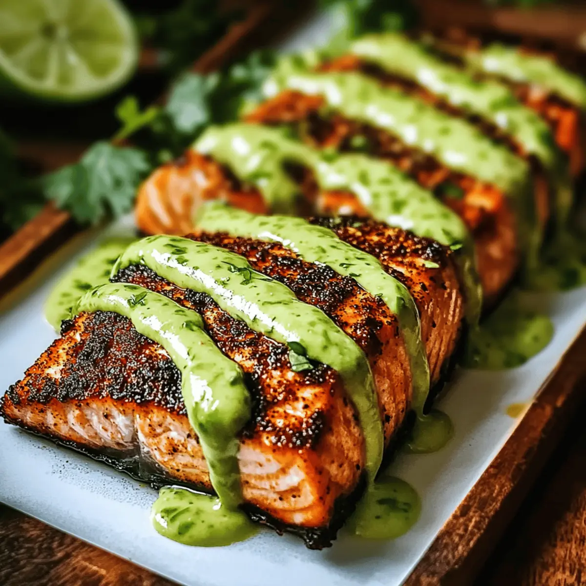 Baked Cajun Salmon with Creamy Avocado Lime Sauce Delight