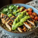 Grilled Chicken Quinoa Bowls with Avocado Sauce Delight