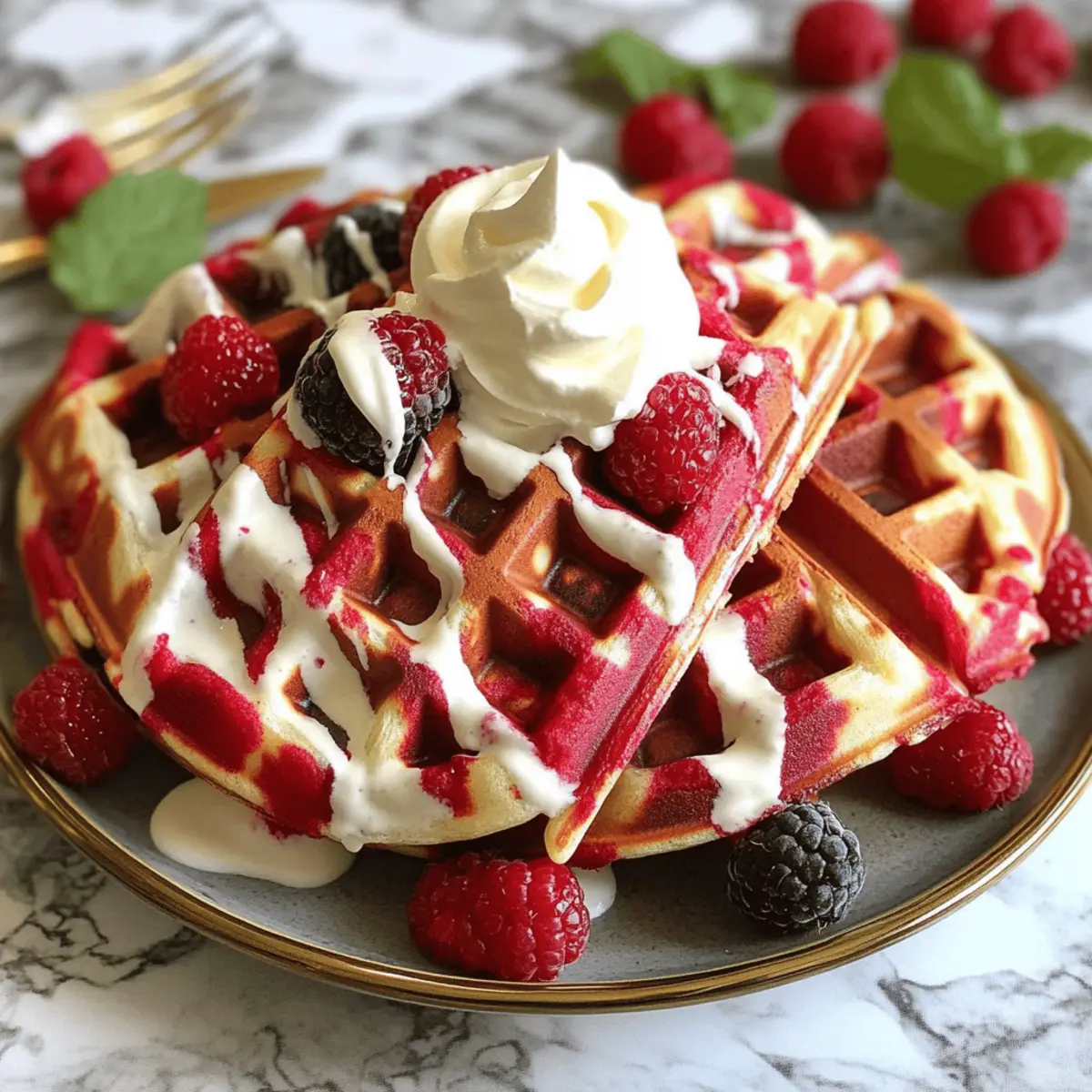Irresistibly Fluffy Red Velvet Marble Waffles for Brunch Bliss