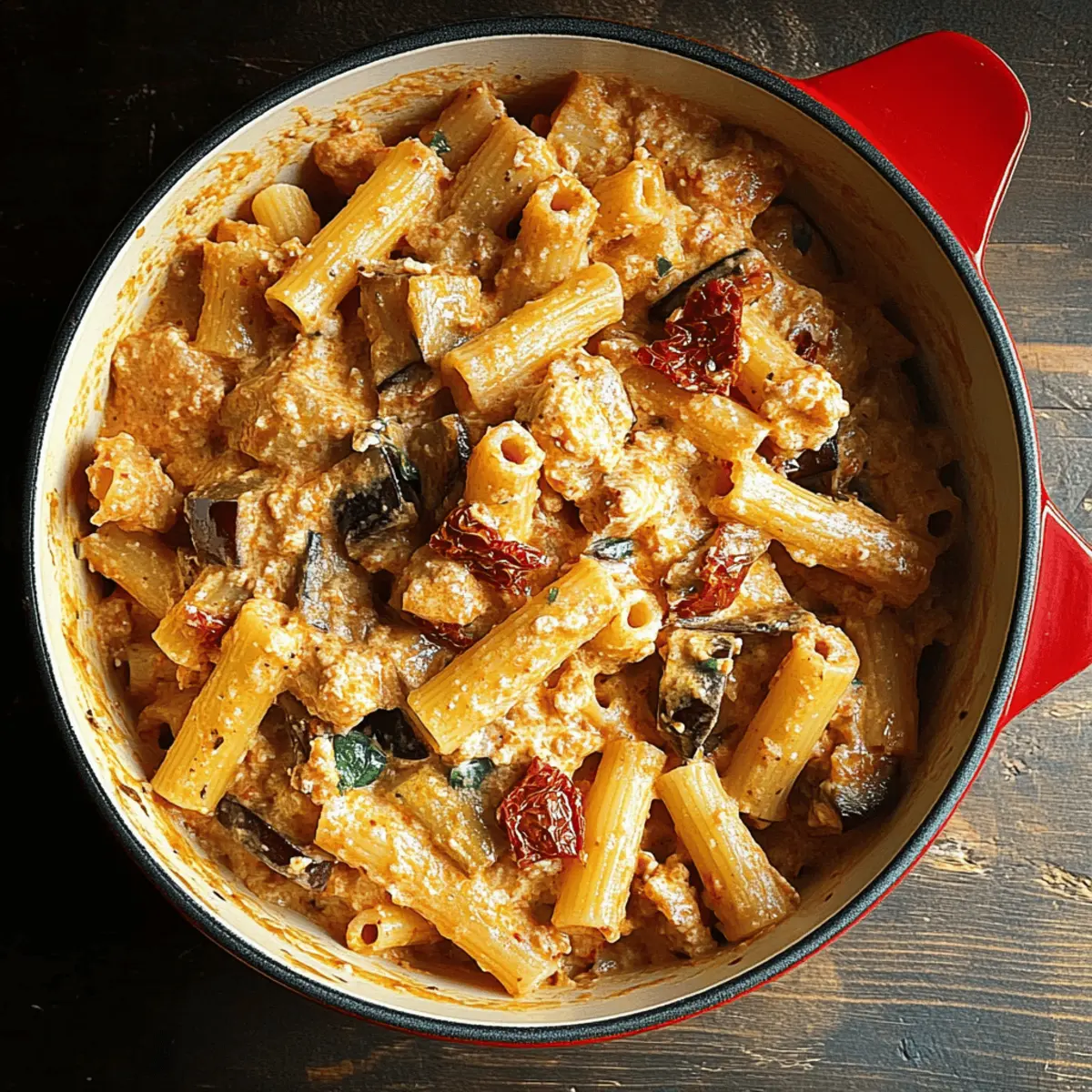 Creamy Eggplant and Sun-Dried Tomato Ricotta Pasta Bliss