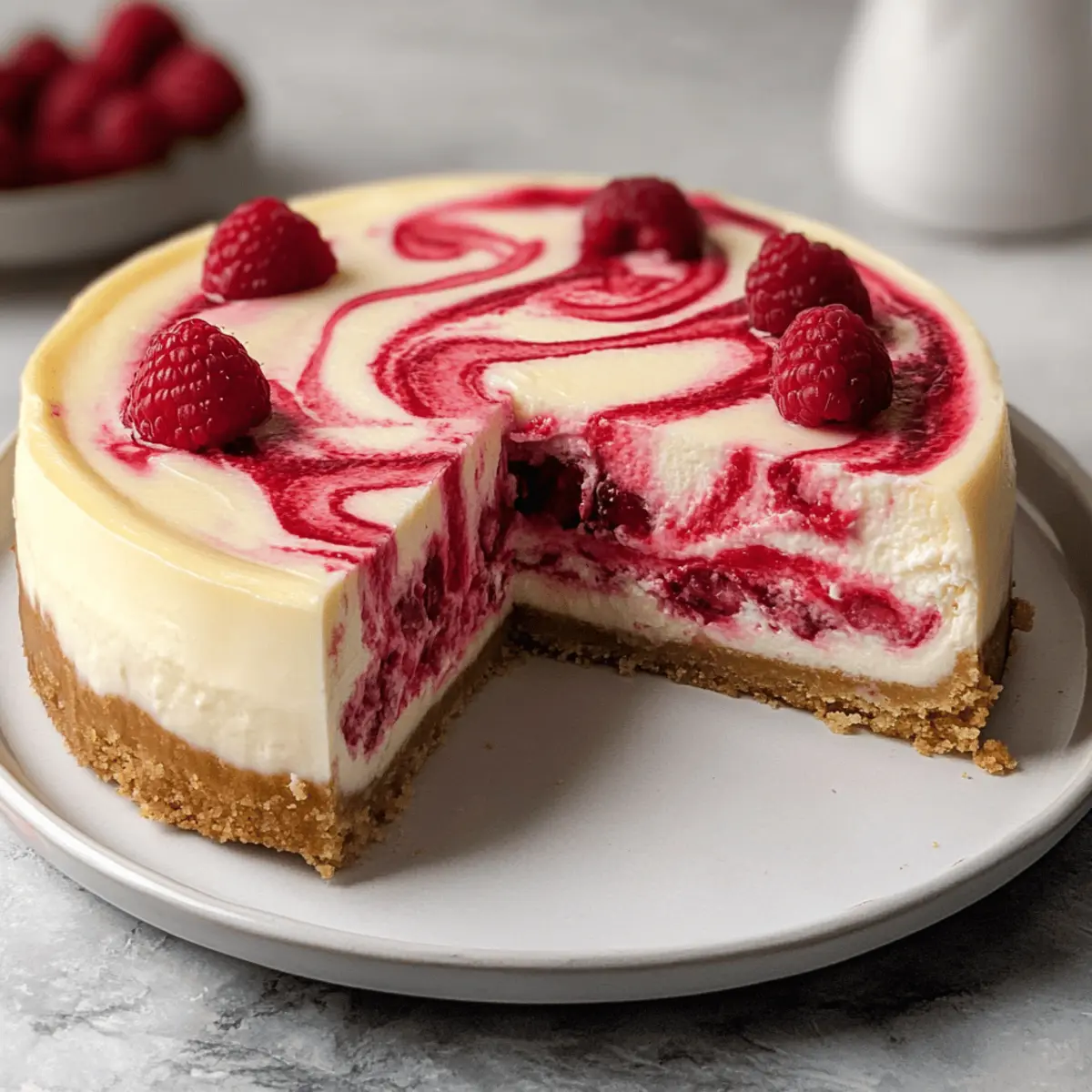 Decadent White Chocolate Raspberry Swirl Cheesecake Bliss
