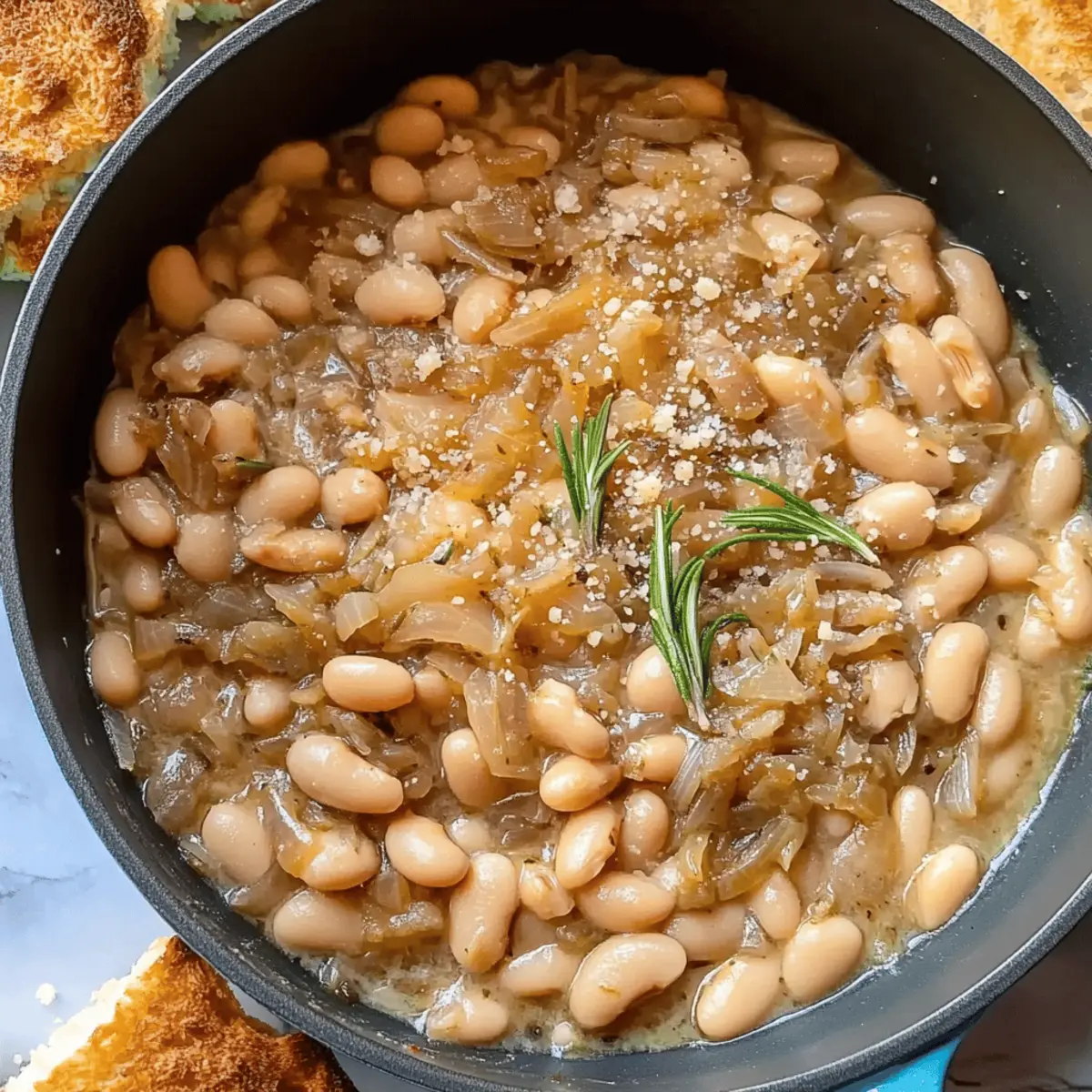Caramelized Onion White Beans with Rosemary and Balsamic h3eusb